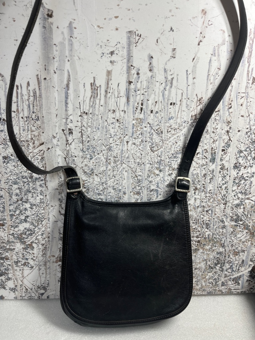 COACH Small Black Hippie Flap Slim Purse Crossbody Saddle Bag 9135 Y2K